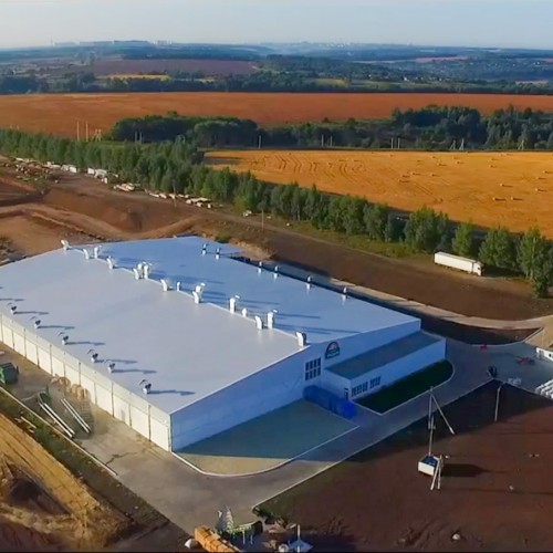 Birds-eye view of the factory